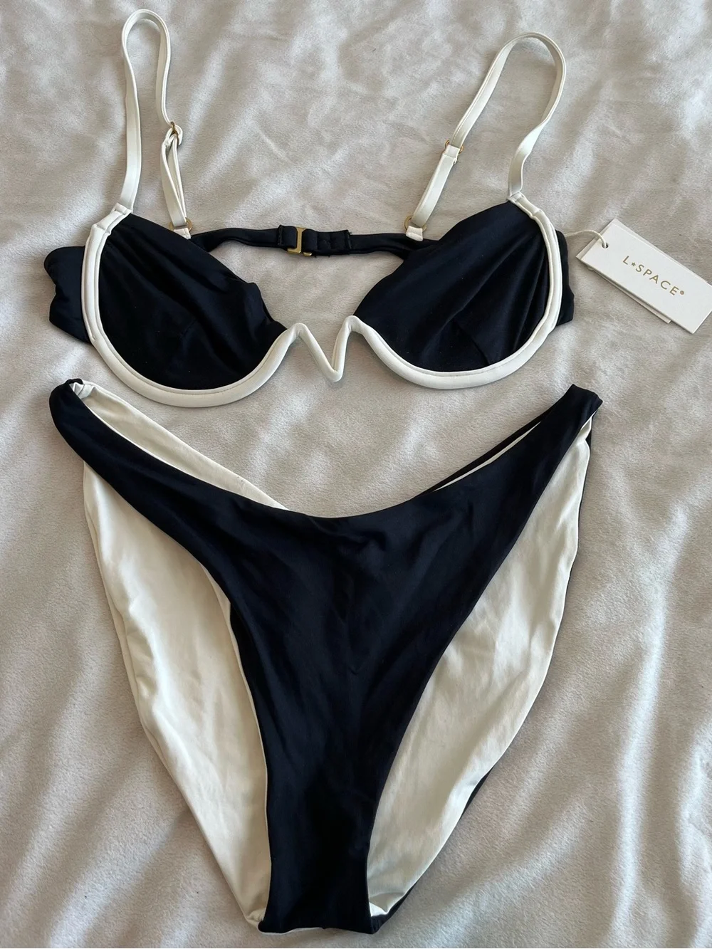 L*Space Bikini Set Niko Top & Mercury Colorblock Bikini Bottoms Large Resortwear